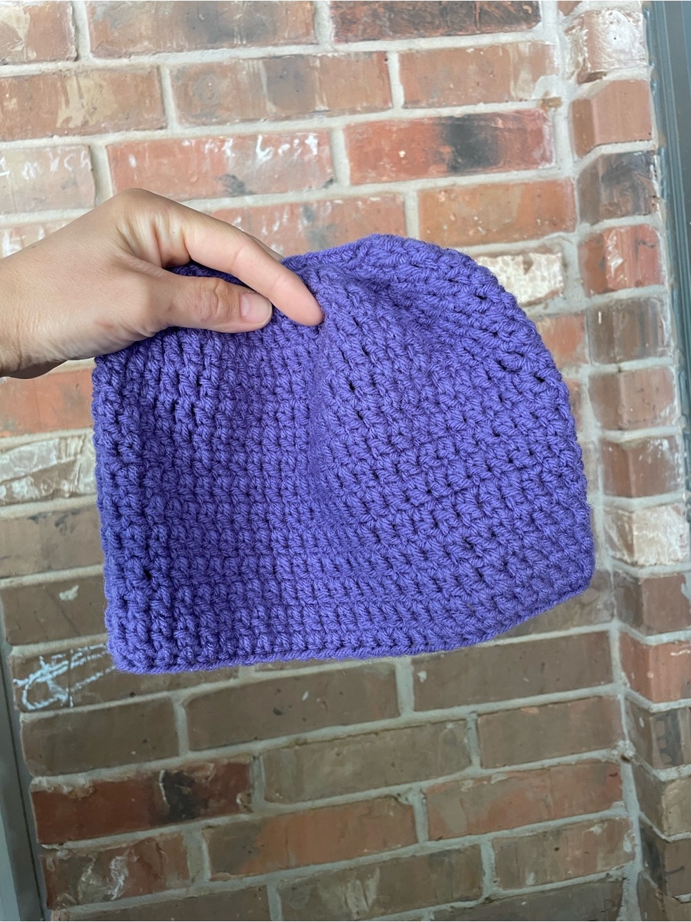 Handmade Crocheted Beanie with opening on the top please see photos #44
